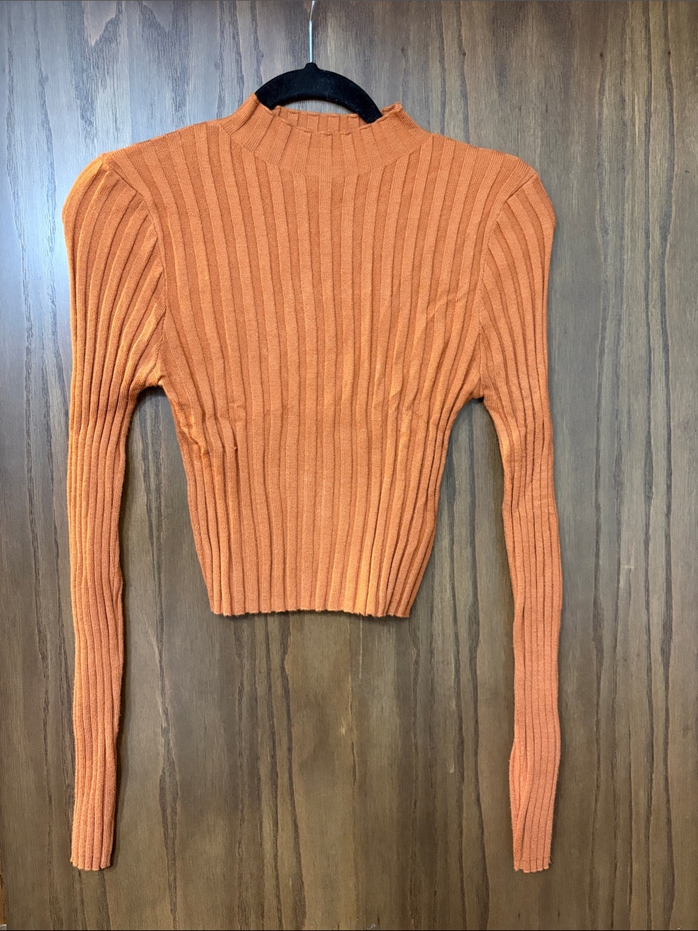 Forever 21 Ribbed Mock Neck Cropped Sweater - Orange